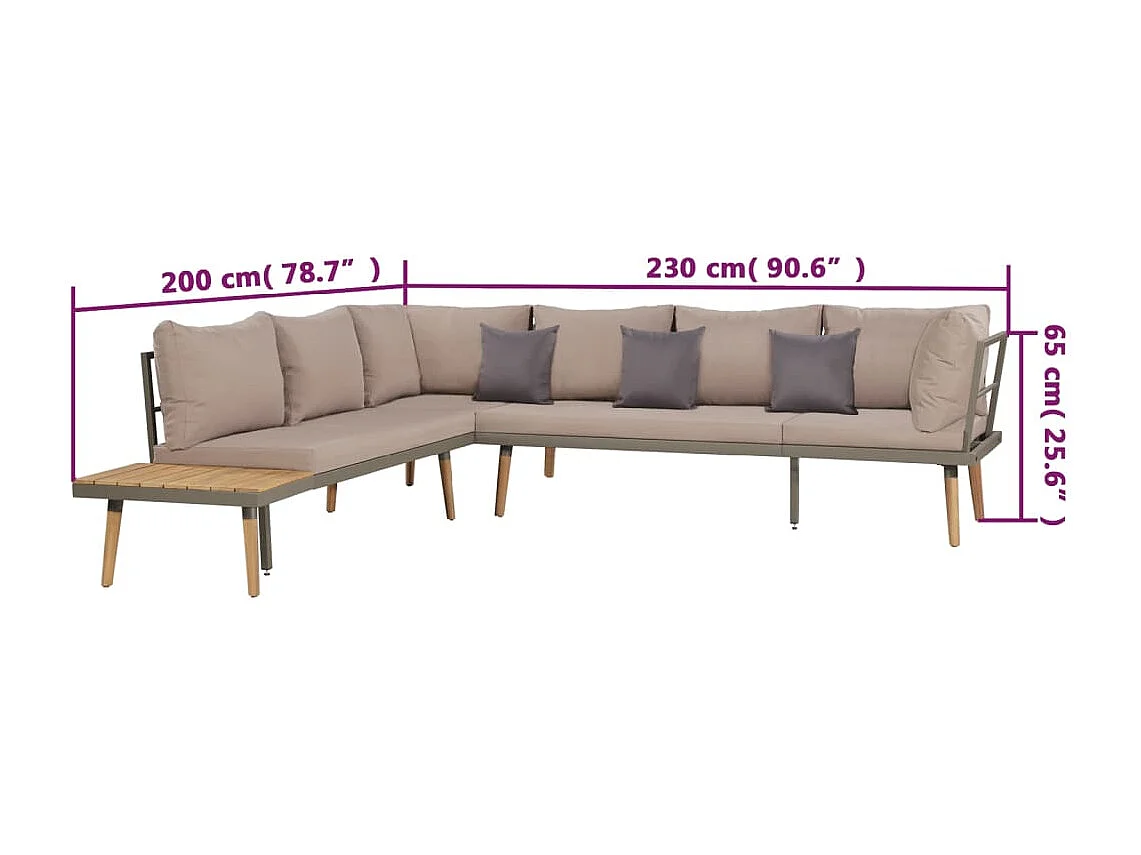 Salon de jardin 4pcs et coussins Bois d'acacia solide Marron