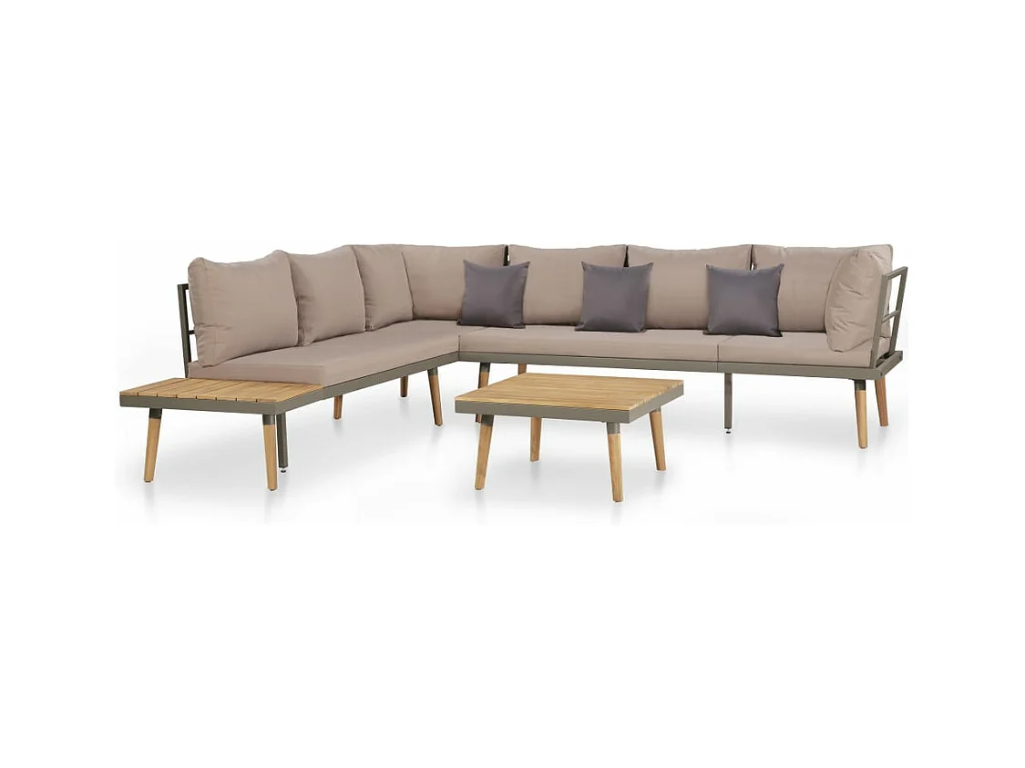 Salon de jardin 4pcs et coussins Bois d'acacia solide Marron