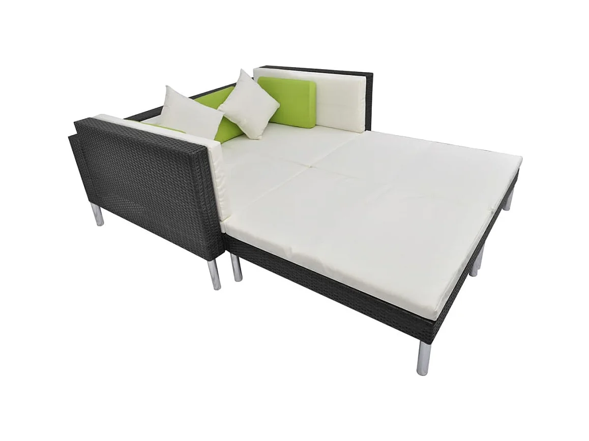 Set Divani da Giardino 4 pz con Cuscini in Polyrattan Nero