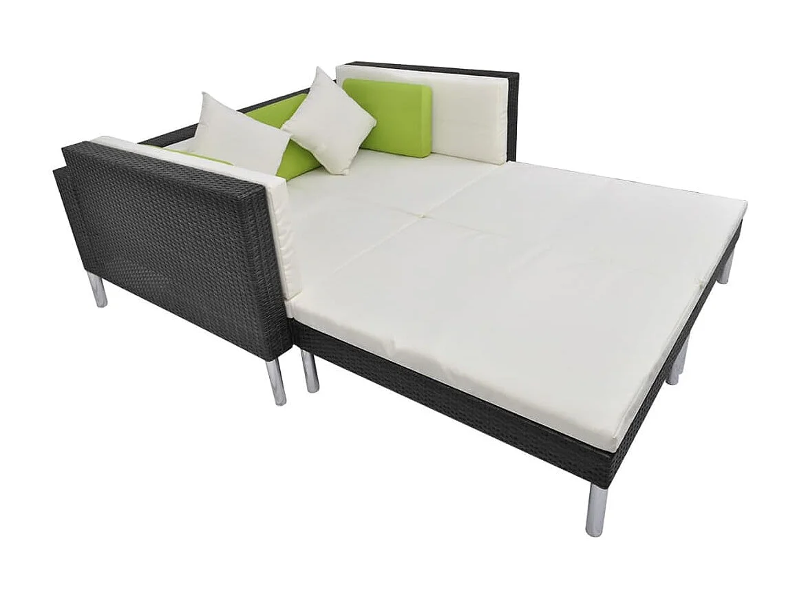 Set Divani da Giardino 4 pz con Cuscini in Polyrattan Nero