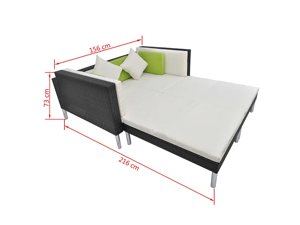 4-tlg. Garten-Lounge-Set mit Auflagen Poly Rattan Schwarz