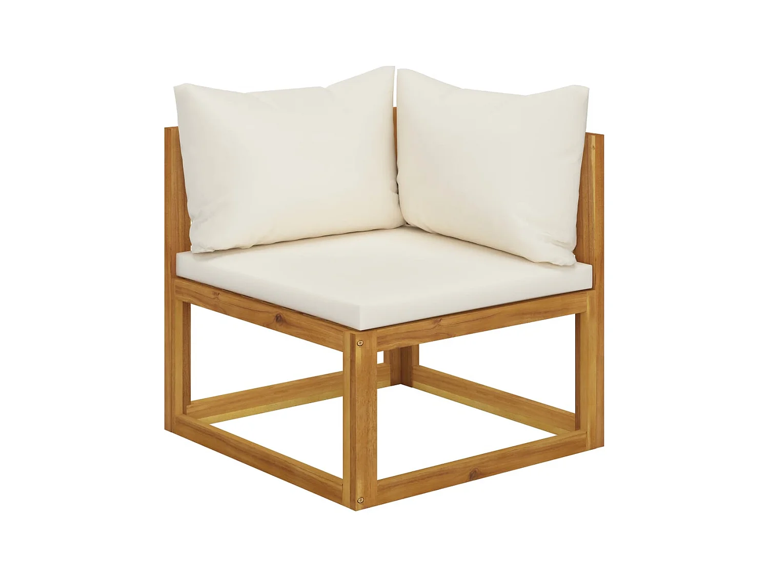 Salon de jardin 6 pcs avec coussin Crème Bois d'acacia solide