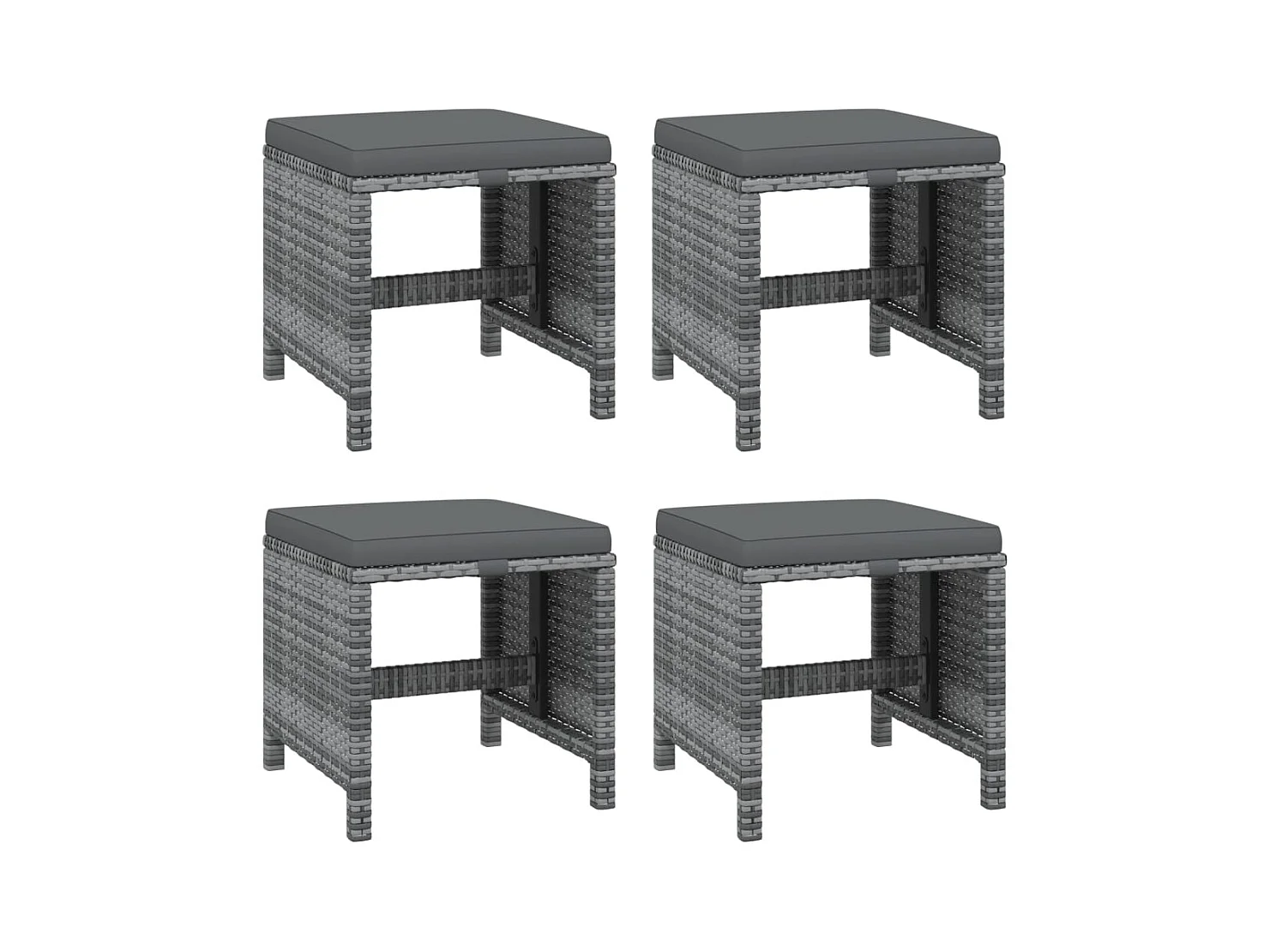 19-tlg. Garten-Essgruppe mit Kissen Poly Rattan Grau