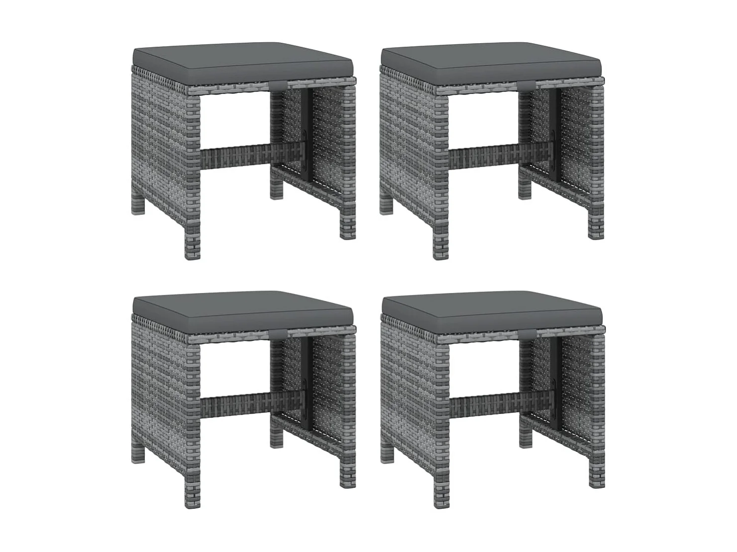 19-tlg. Garten-Essgruppe mit Kissen Poly Rattan Grau