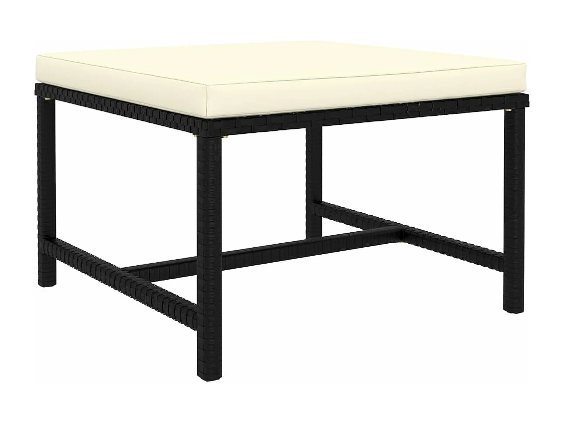 5 pcs conjunto lounge de jardim c/ almofadões vime PE preto