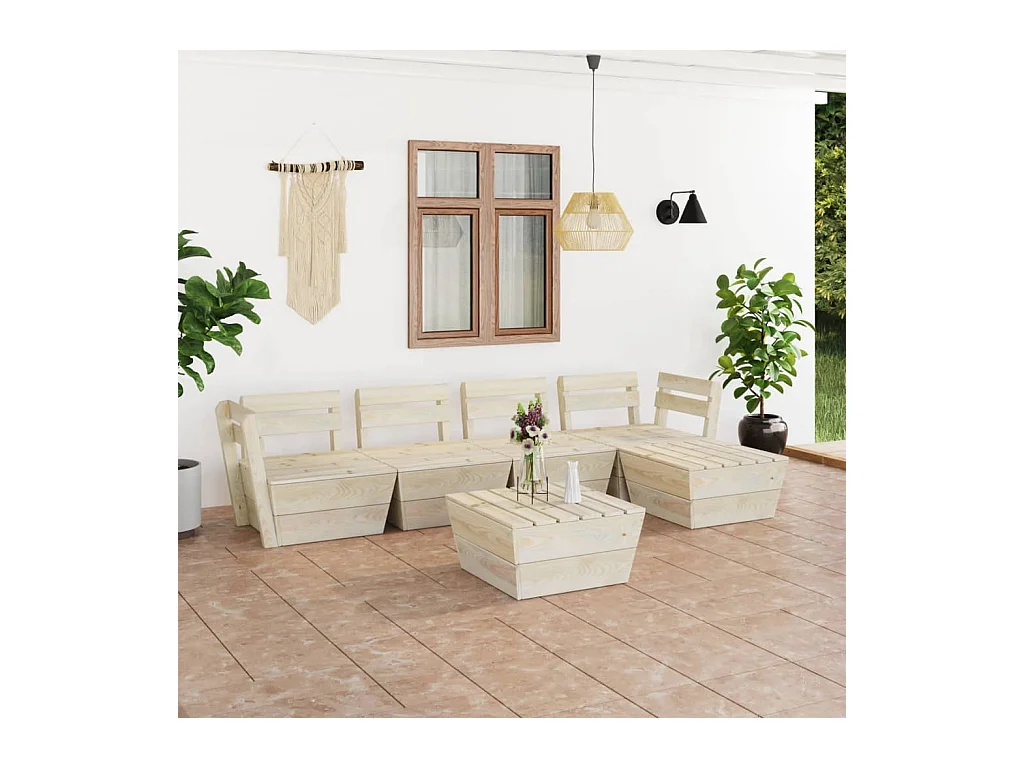 Salon de jardin palette 6 pcs Bois d'épicéa imprégné