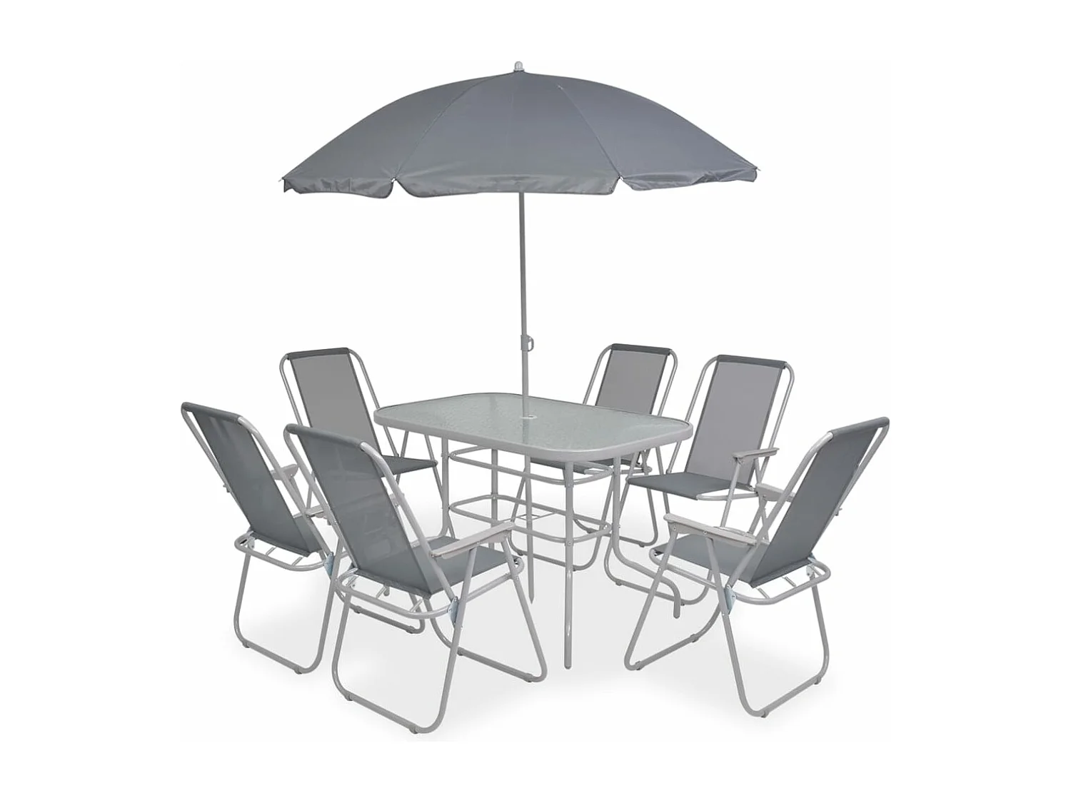 Ensemble à manger d'extérieur 8 pcs Acier et textilène Gris