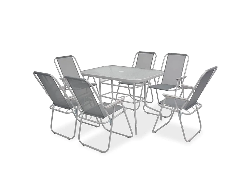 Juego de comedor de jardín 8 piezas acero y textilene gris