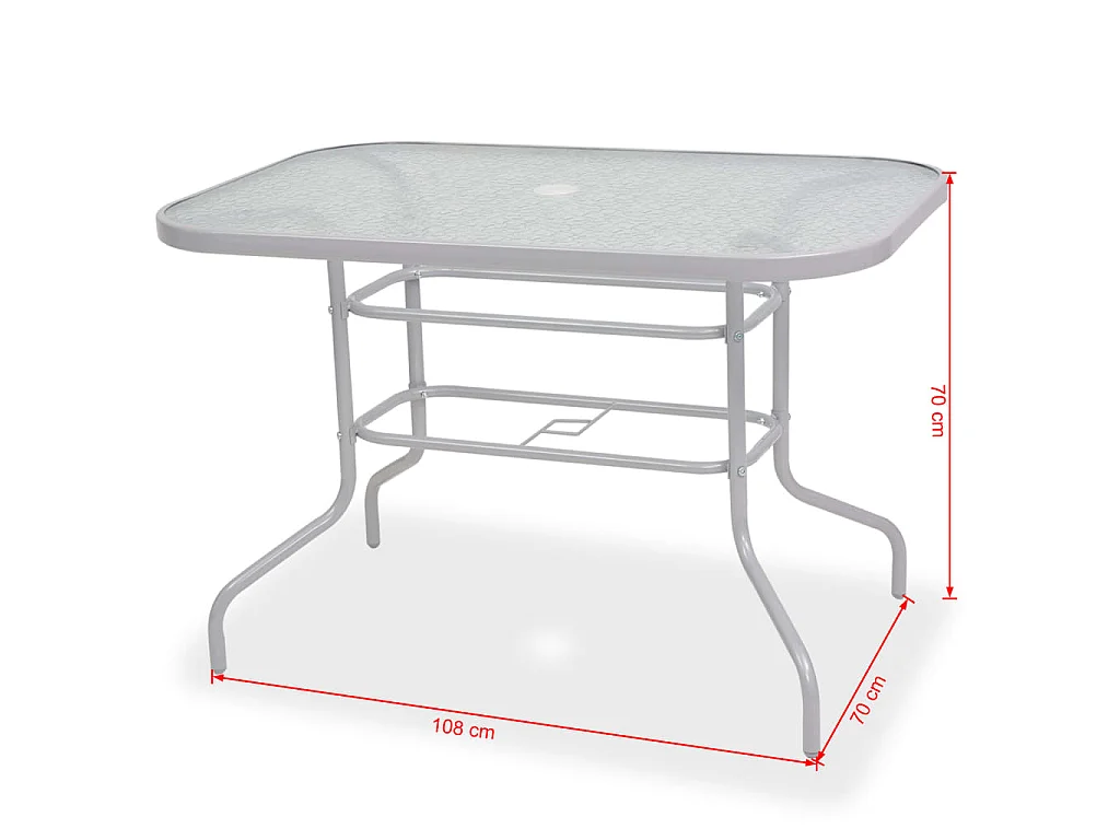Juego de comedor de jardín 8 piezas acero y textilene gris