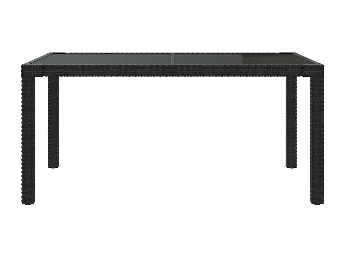 7 pcs conjunto jantar exterior com almofadões vime PE preto