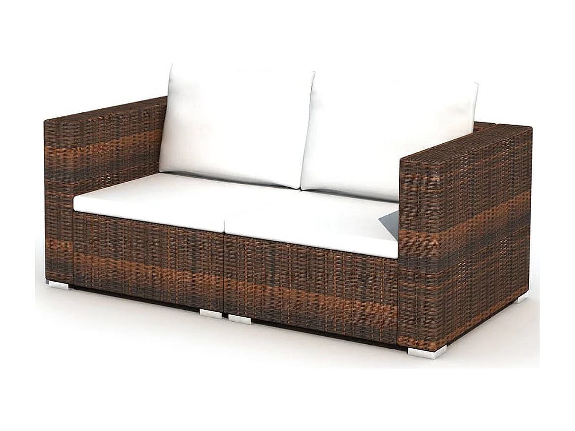 10-tlg. Garten-Lounge-Set mit Auflagen Poly Rattan Braun