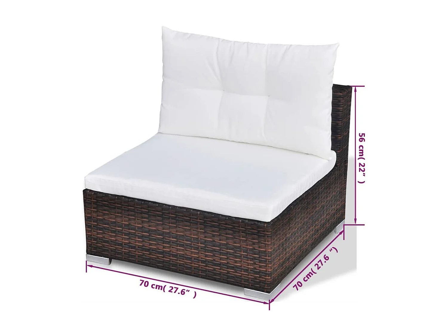 10-tlg. Garten-Lounge-Set mit Auflagen Poly Rattan Braun