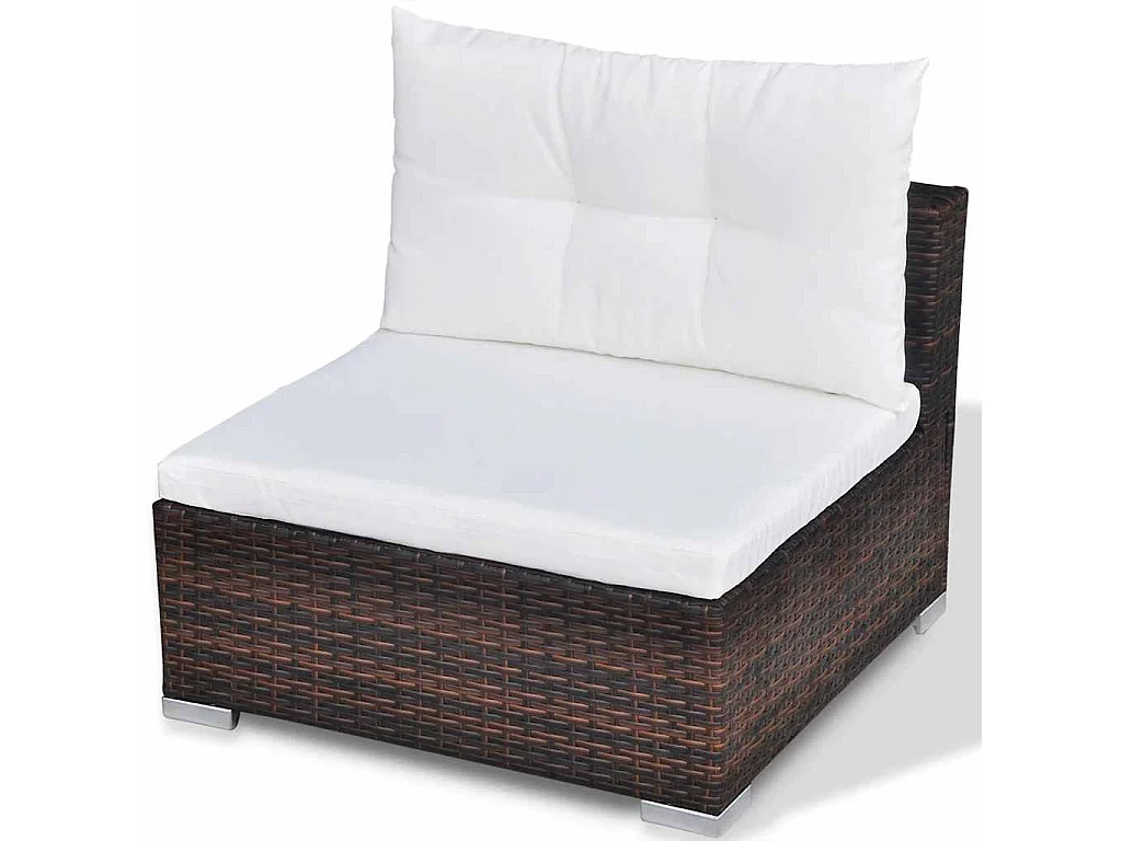Salon de jardin 10 pcs avec coussins Résine tressée Marron