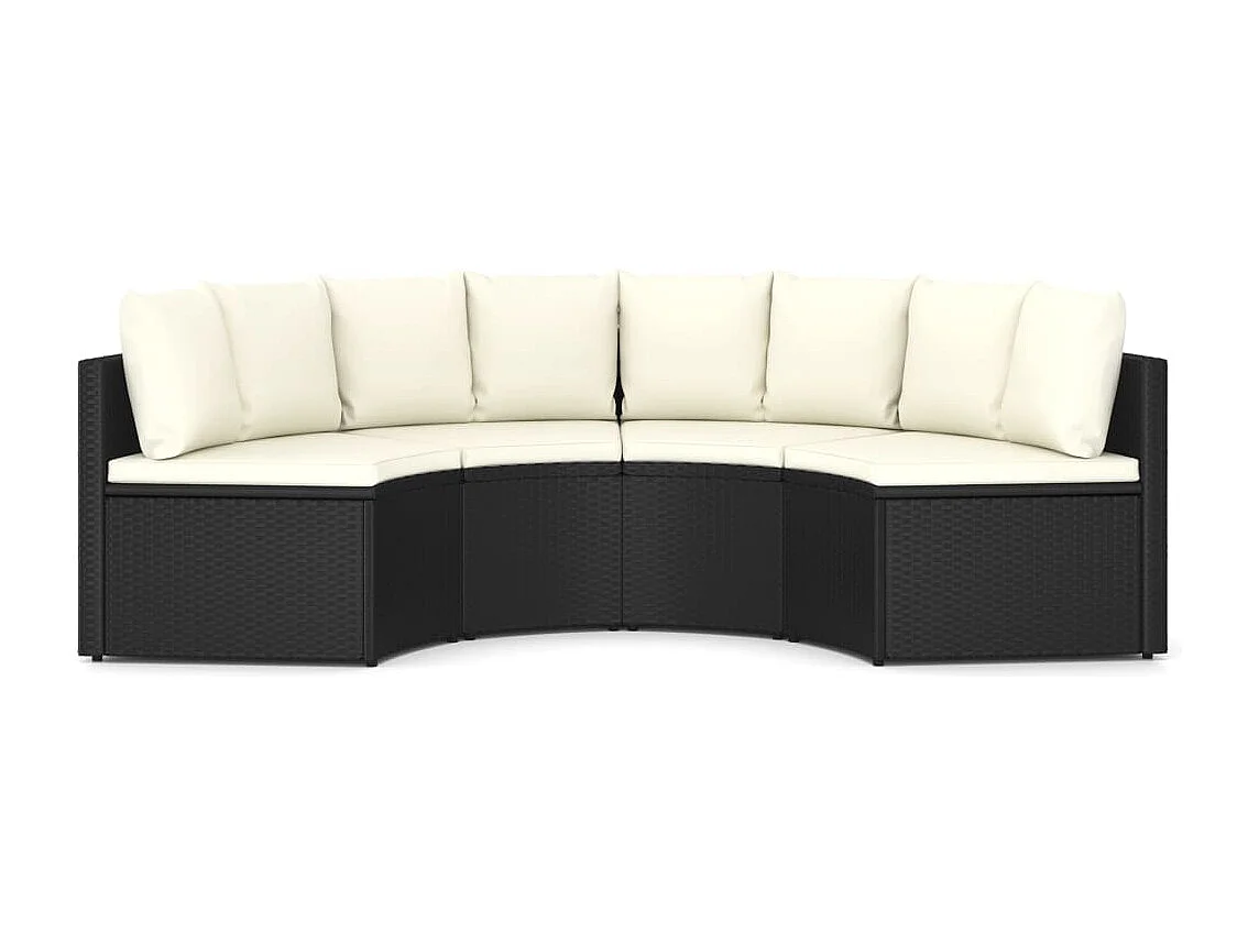 4 pcs conjunto sofás de jardim c/ almofadões vime PE preto