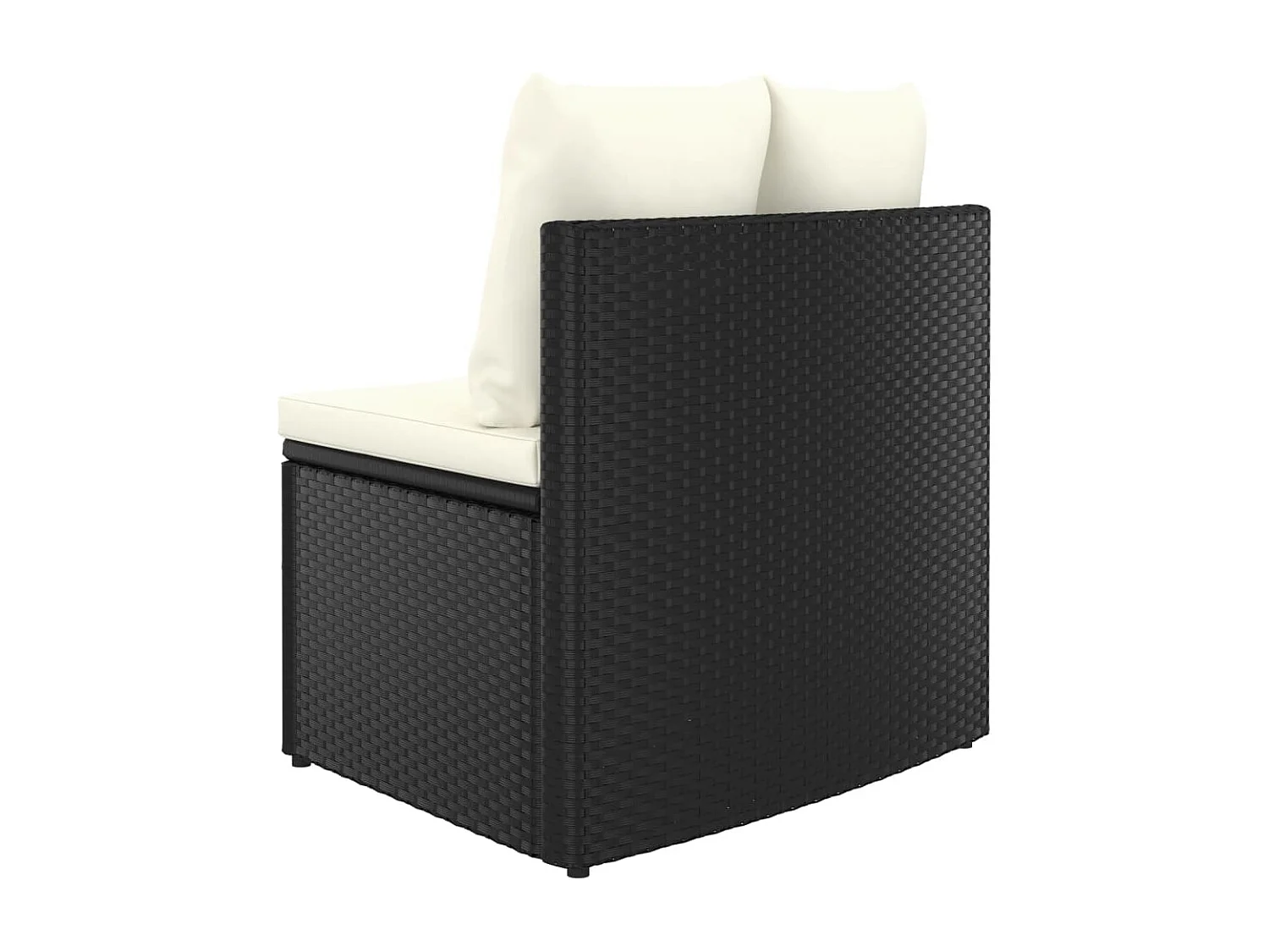 4 pcs conjunto sofás de jardim c/ almofadões vime PE preto