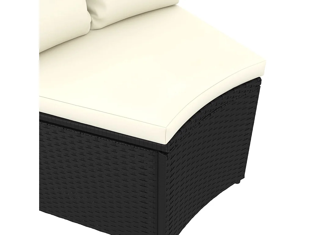 4 pcs conjunto sofás de jardim c/ almofadões vime PE preto