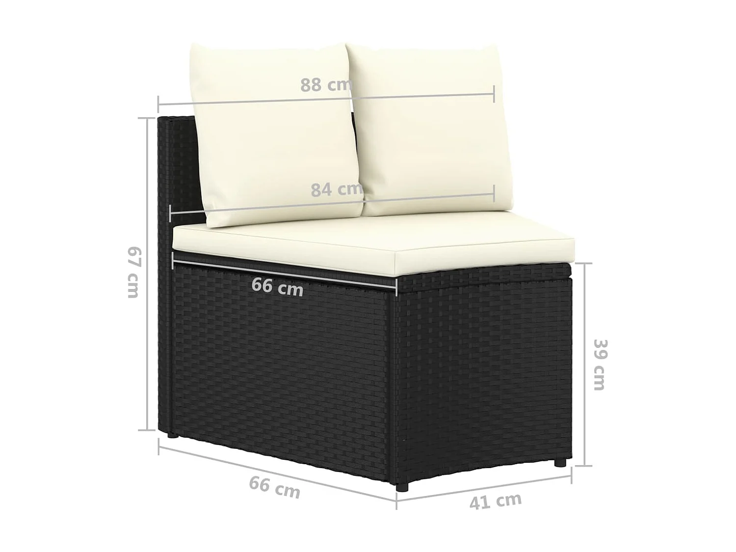 4-tlg. Garten-Sofagarnitur mit Auflagen Poly Rattan Schwarz