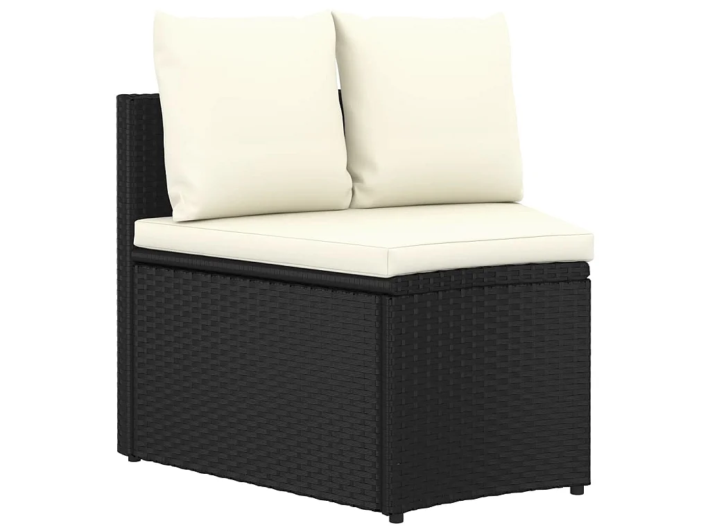 Salon de jardin 4 pcs avec coussins Résine tressée Noir
