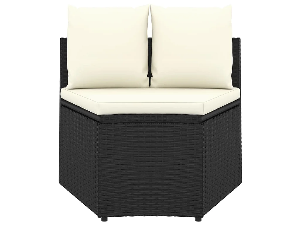 Salon de jardin 4 pcs avec coussins Résine tressée Noir