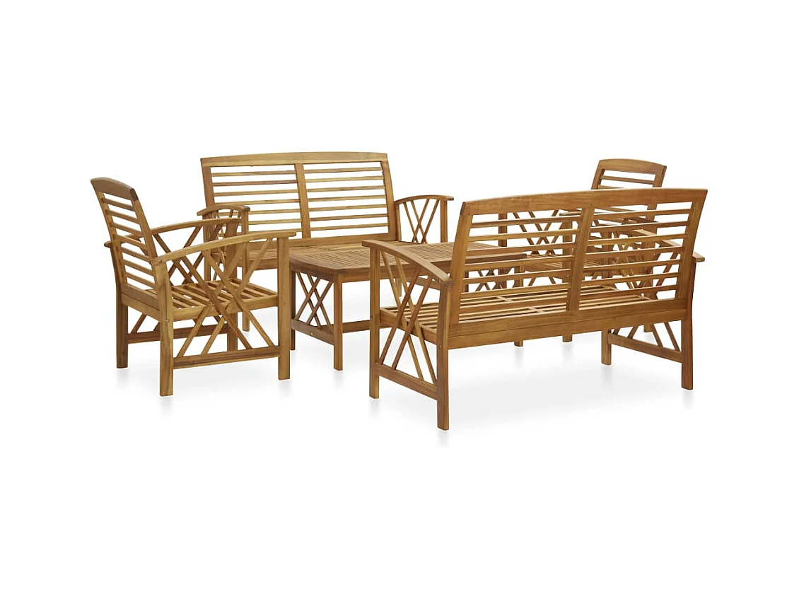 Salon de jardin 5 pcs Bois d'acacia solide