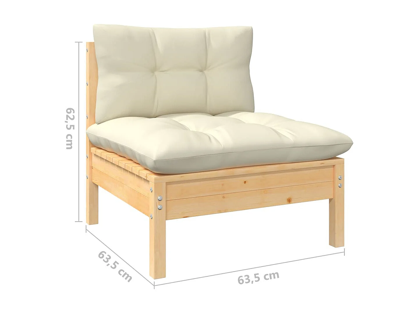 Set Salotto da Giardino 8 pz con Cuscini Crema in Legno di Pino