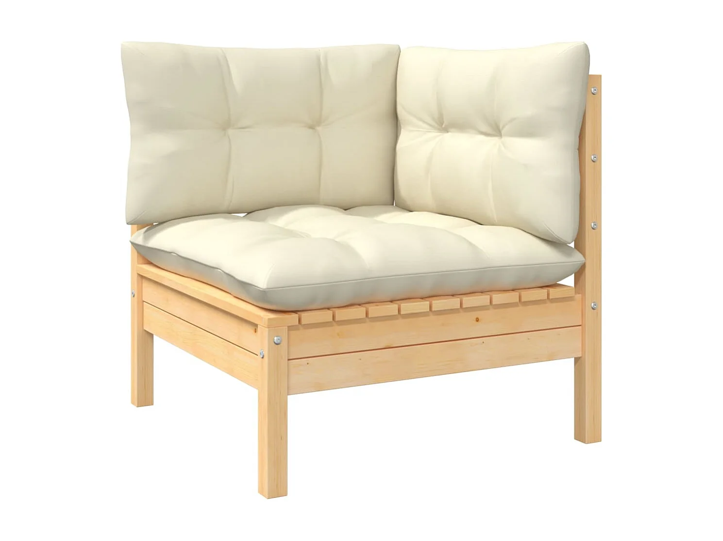 Set Salotto da Giardino 8 pz con Cuscini Crema in Legno di Pino