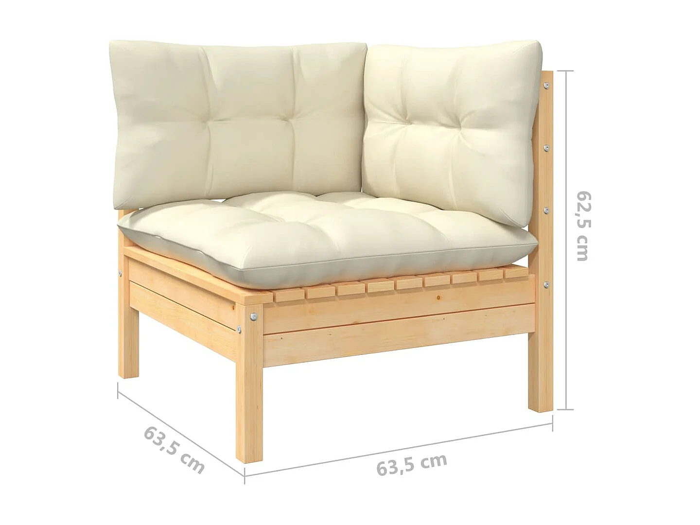 Set Salotto da Giardino 8 pz con Cuscini Crema in Legno di Pino