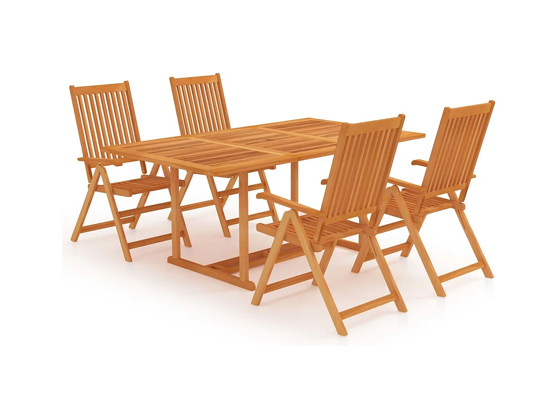 Ensemble à manger de jardin 5 pcs Bois de teck massif