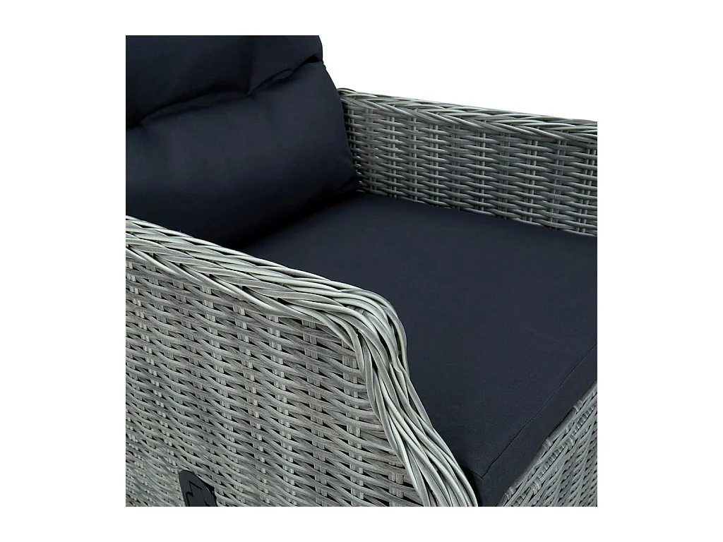 9-tlg. Garten-Essgruppe mit Auflagen Poly Rattan Hellgrau