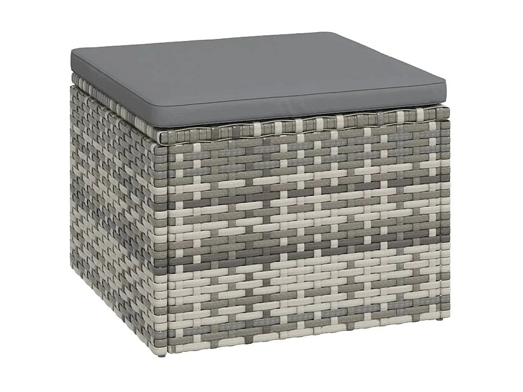 3-tlg. Garten-Lounge-Set mit Kissen Grau Poly Rattan