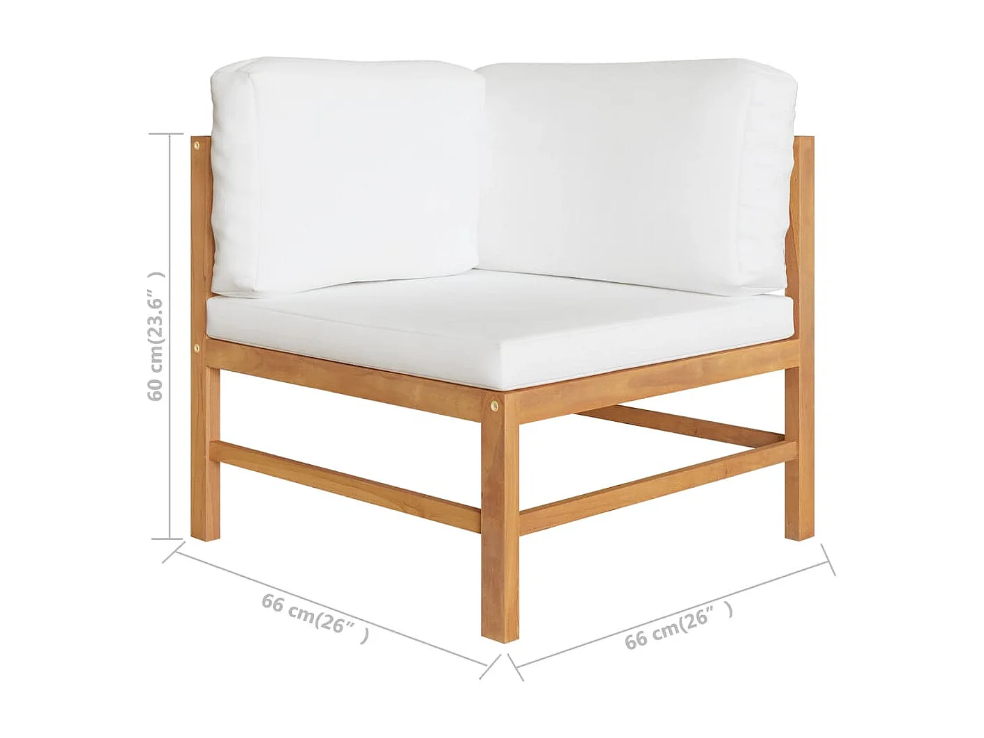 6-tlg. Garten-Lounge-Set mit Creme Kissen Massivholz Teak