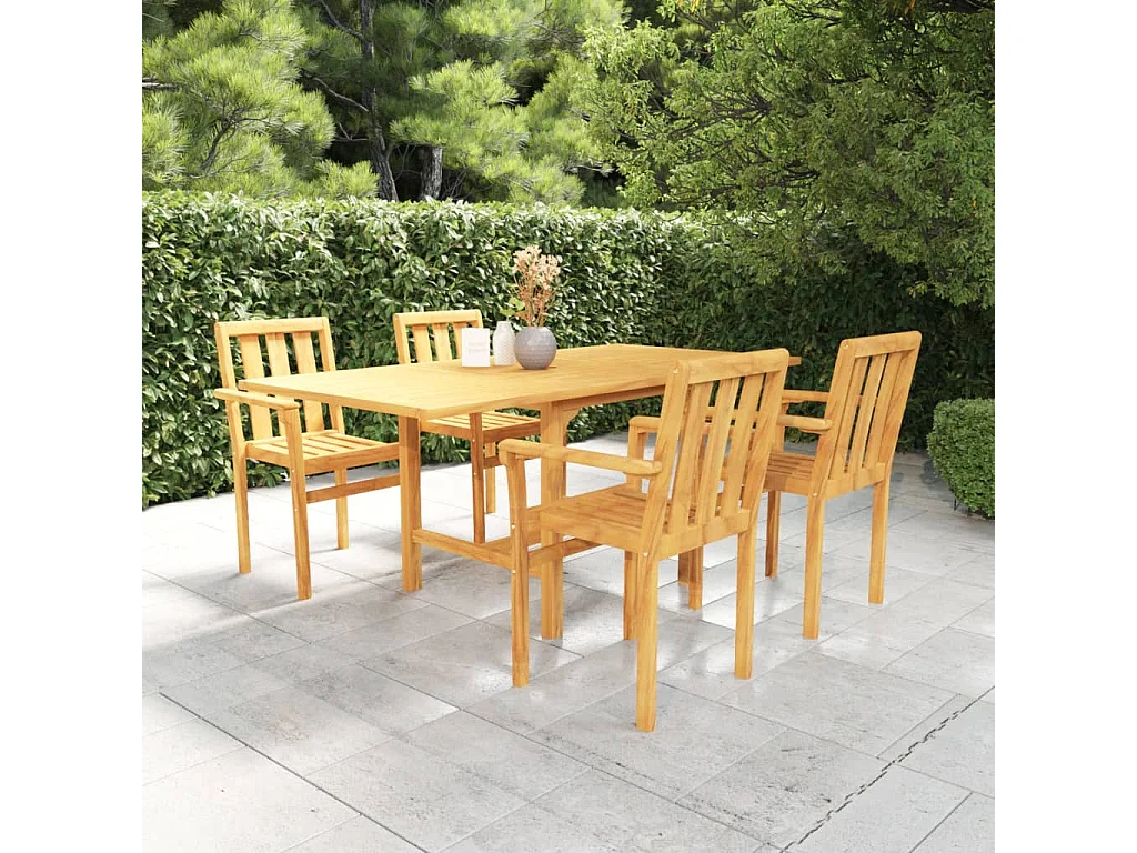 Ensemble à manger de jardin 5 pcs Bois de teck massif