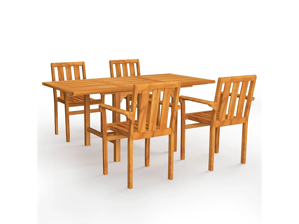 Ensemble à manger de jardin 5 pcs Bois de teck massif