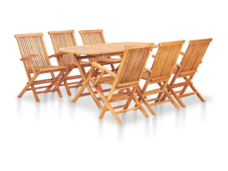 7-tlg. Garten-Essgruppe Klappbar Massivholz Teak