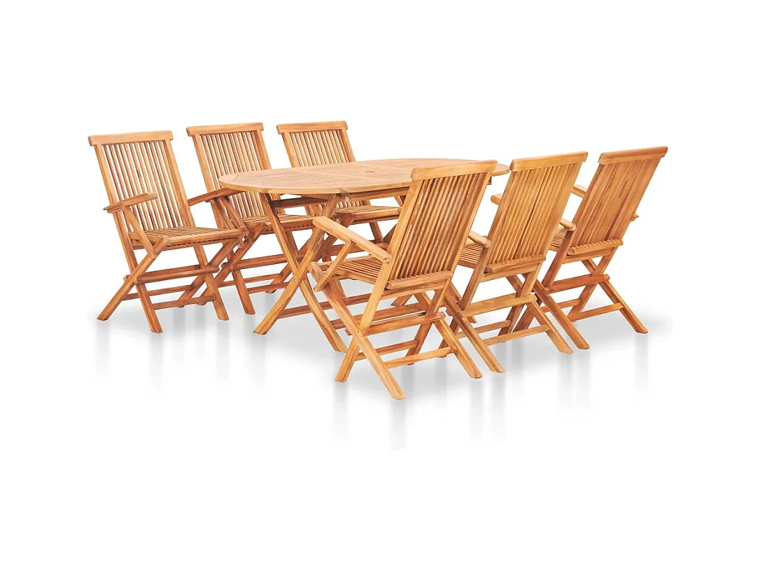 Ensemble à manger d'extérieur pliable 7 pcs Bois solide de teck