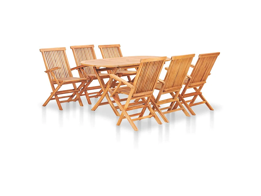 Set comedor de jardín plegable 7 piezas madera maciza de teca