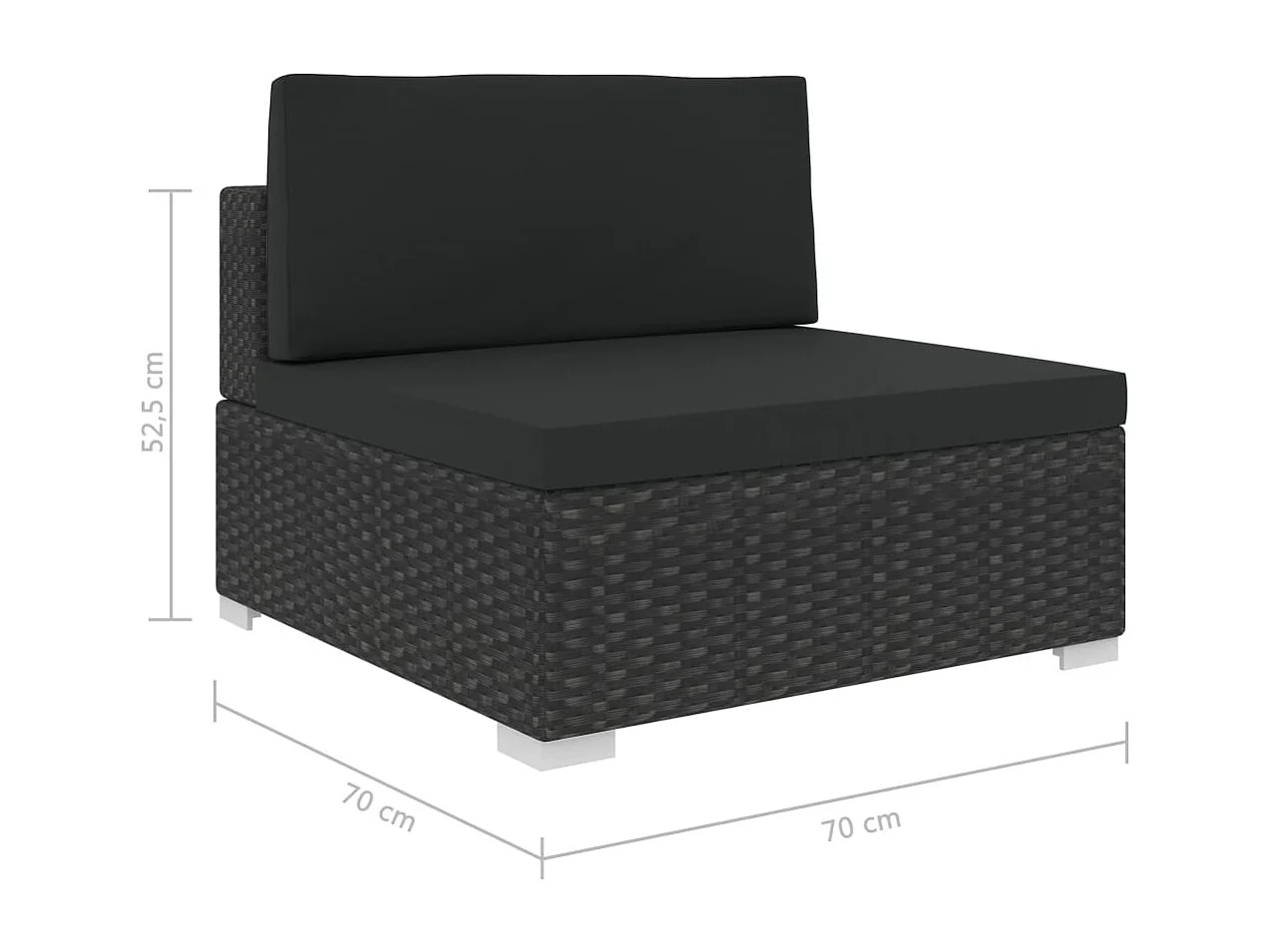 Salon de jardin 6 pcs avec coussins résine tressée noir