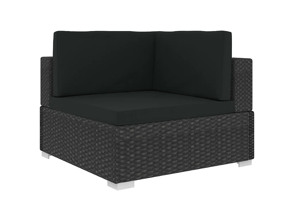 Set muebles de jardín y cojines 6 piezas ratán sintético negro