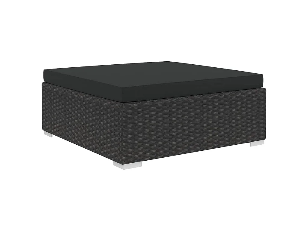 Set muebles de jardín y cojines 6 piezas ratán sintético negro