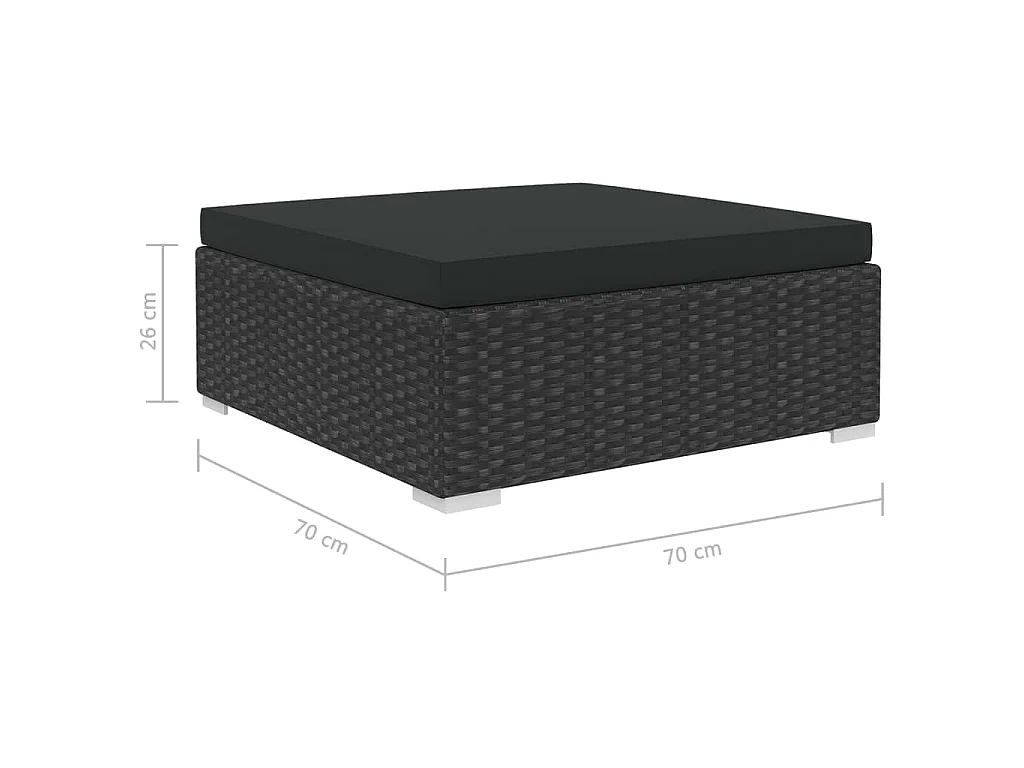 Set muebles de jardín y cojines 6 piezas ratán sintético negro