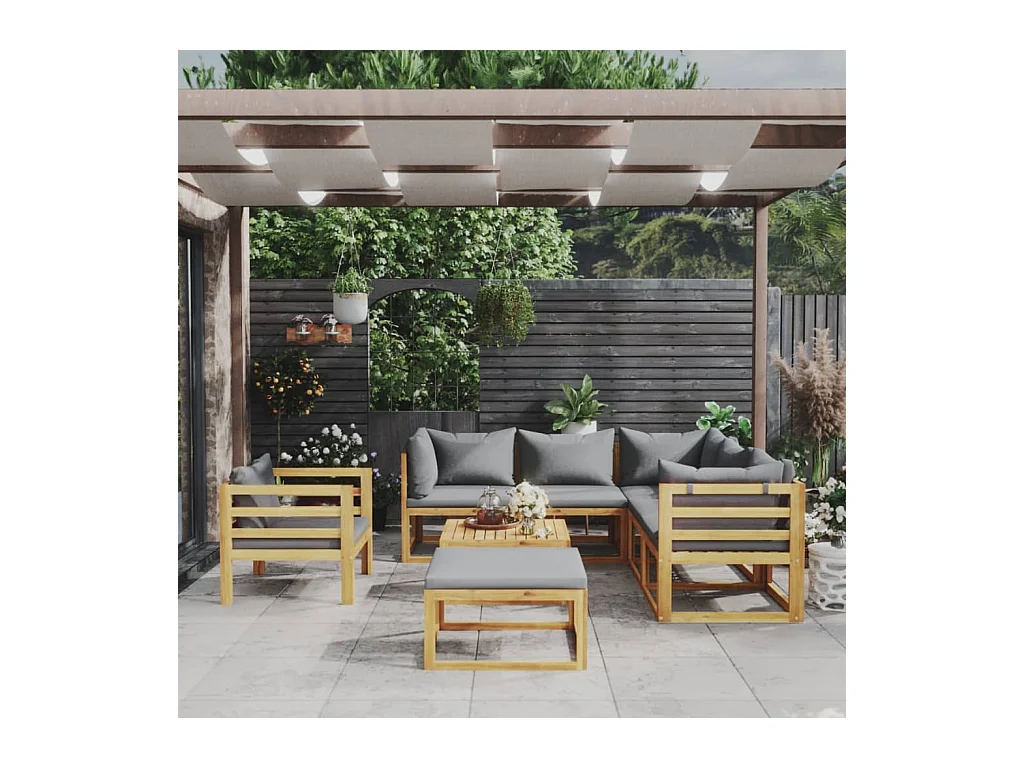 Set Divani da Giardino 8 pz con Cuscini in Massello di Acacia