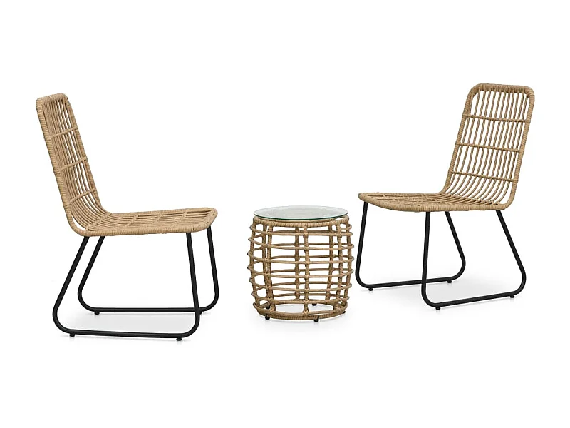 3-tlg. Bistro-Set Poly Rattan Eiche