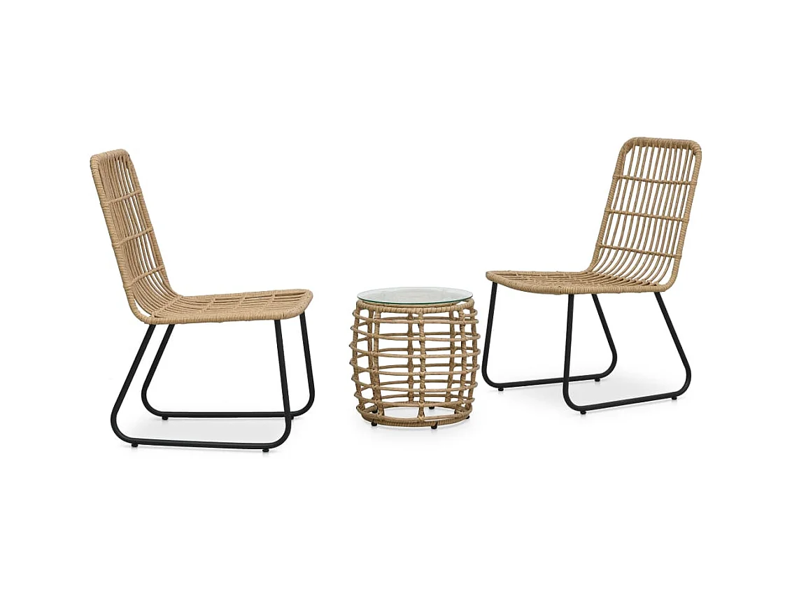 3-tlg. Bistro-Set Poly Rattan Eiche