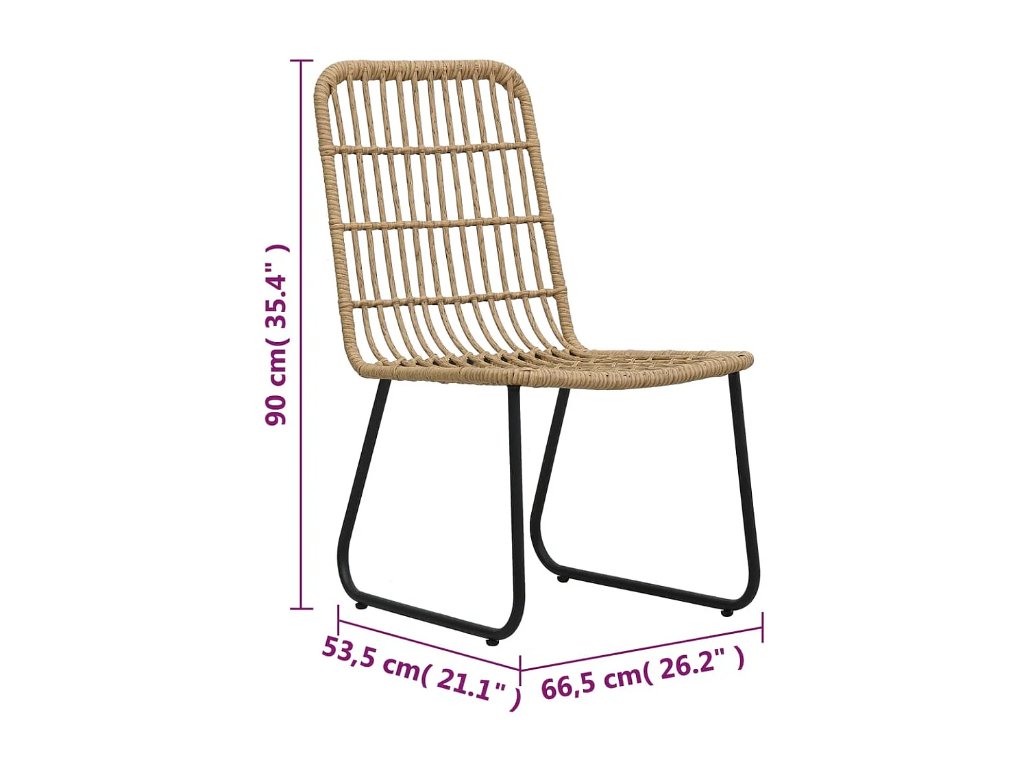 Ensemble de bistro 3 pcs Résine tressée Chêne
