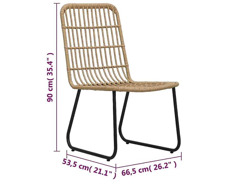 Ensemble de bistro 3 pcs Résine tressée Chêne