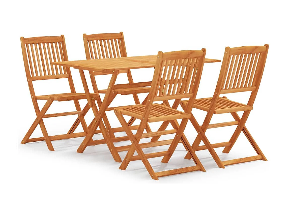 Set Pranzo Pieghevole da Esterno 5 pz in Massello di Eucalipto