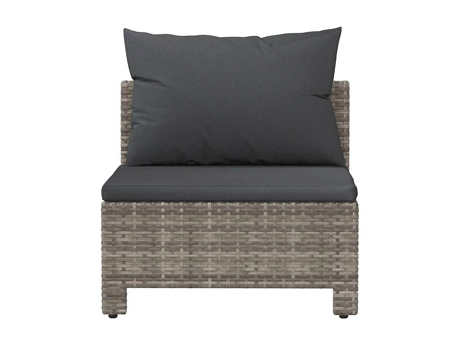 Garten-Mittelsofa mit Kissen Grau Poly Rattan