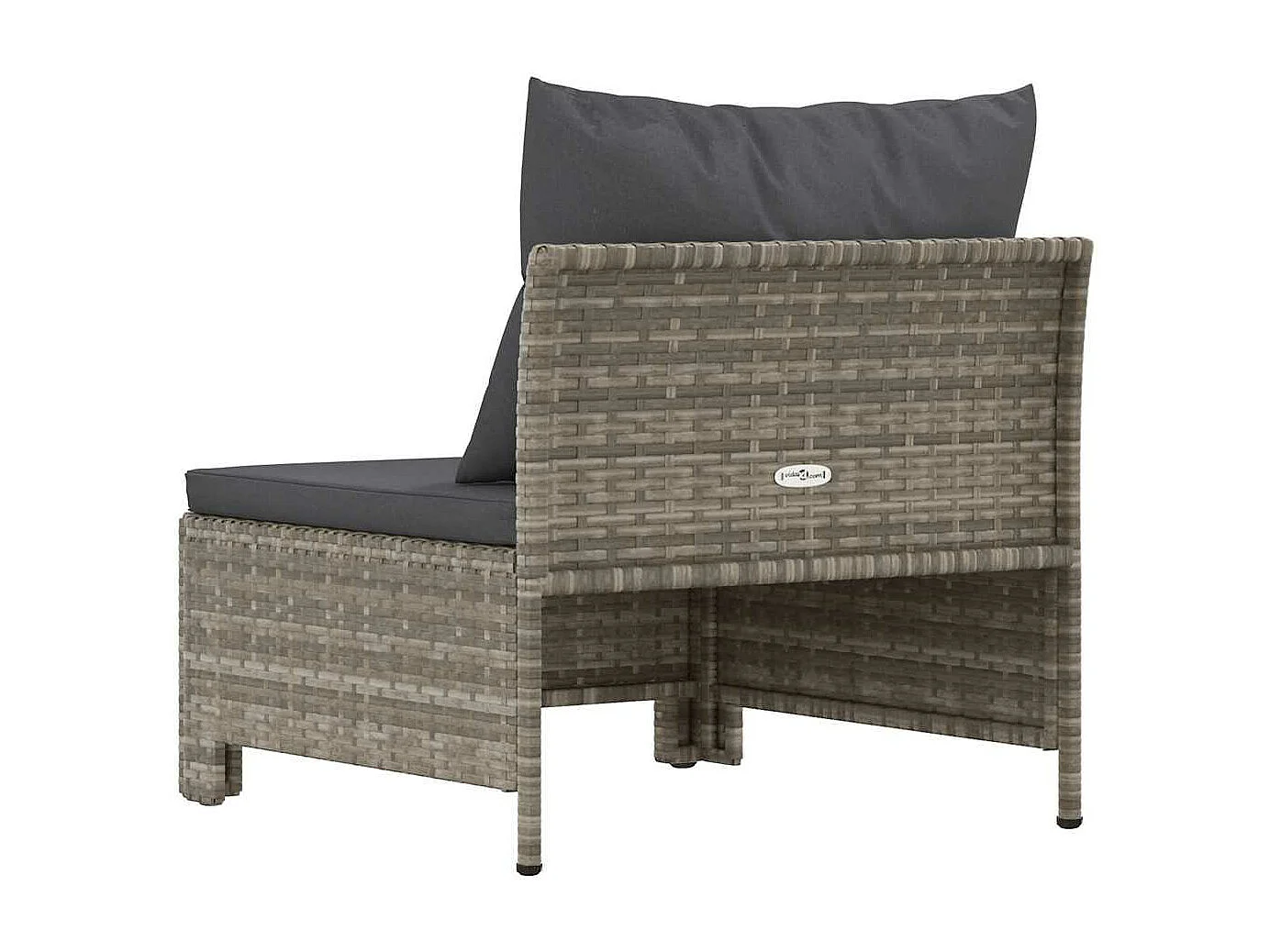 Garten-Mittelsofa mit Kissen Grau Poly Rattan