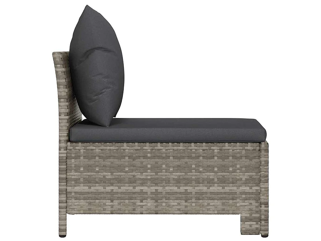 Canapé de jardin central avec coussin en polyrotin gris