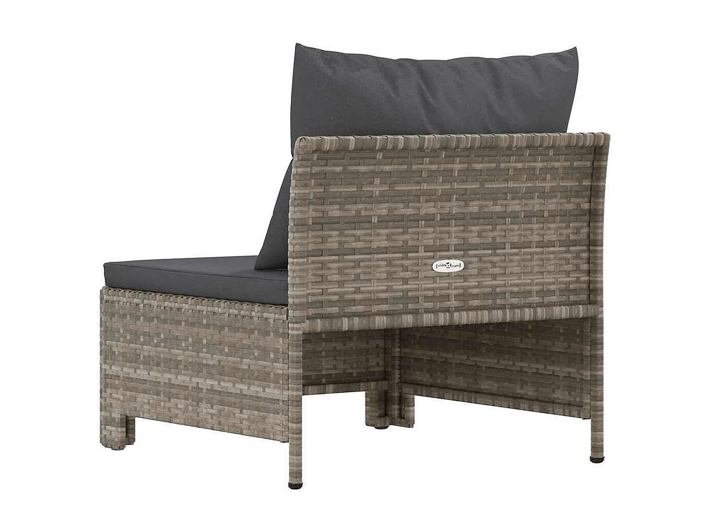 Canapé de jardin central avec coussin en polyrotin gris
